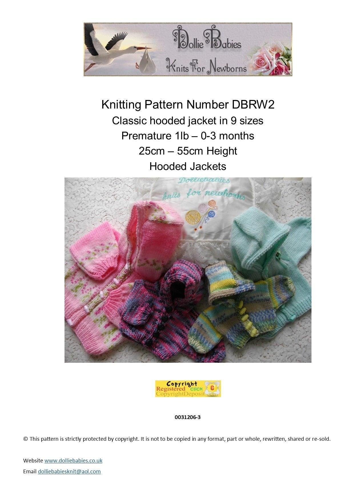 Printed Knitting Pattern 2 - Classic Baby Hooded Jacket - DollieBabies