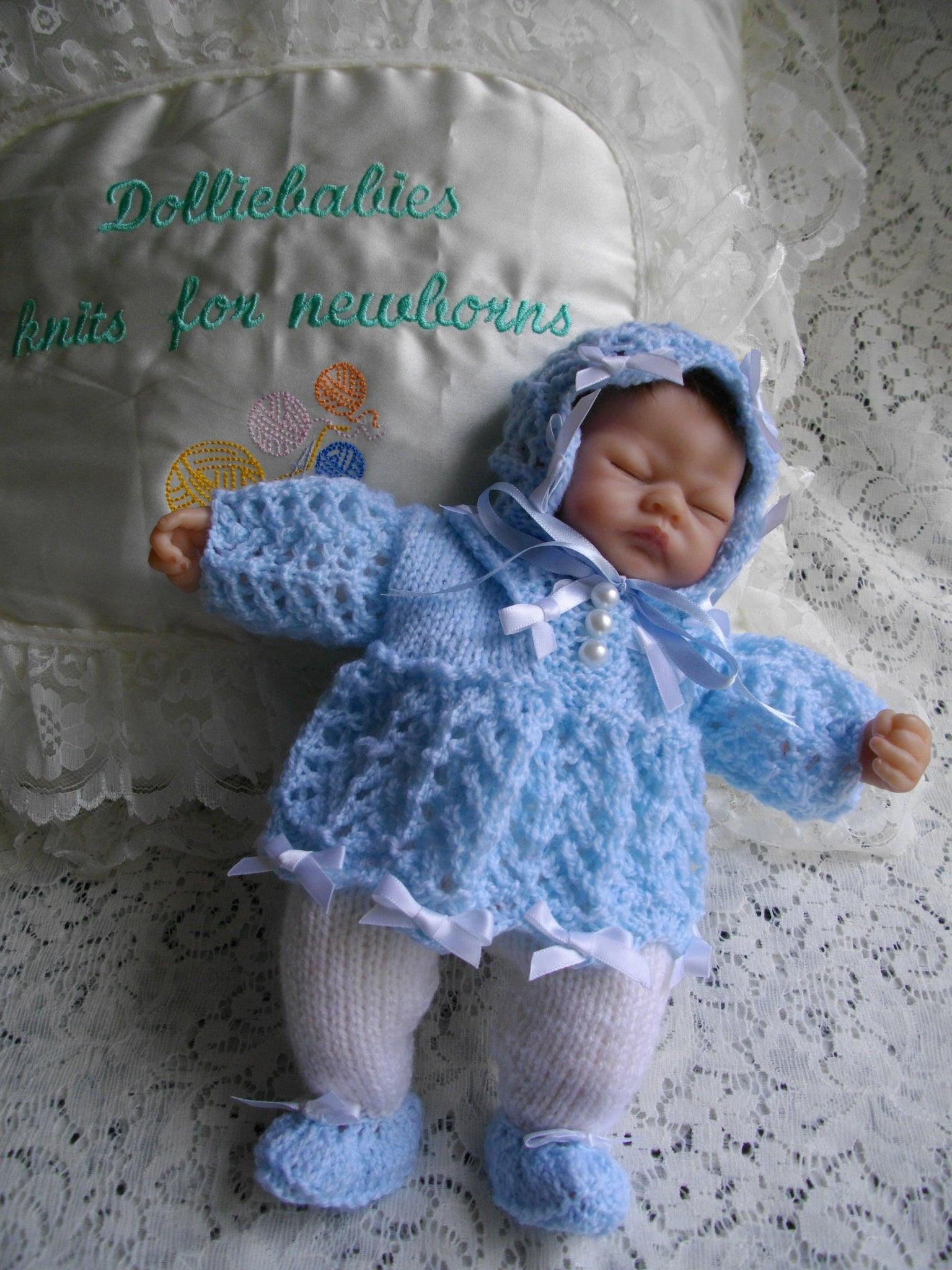 Reborn Doll Knitting Pattern 27 - 10 Inch Reborn Dress Set - DollieBabies