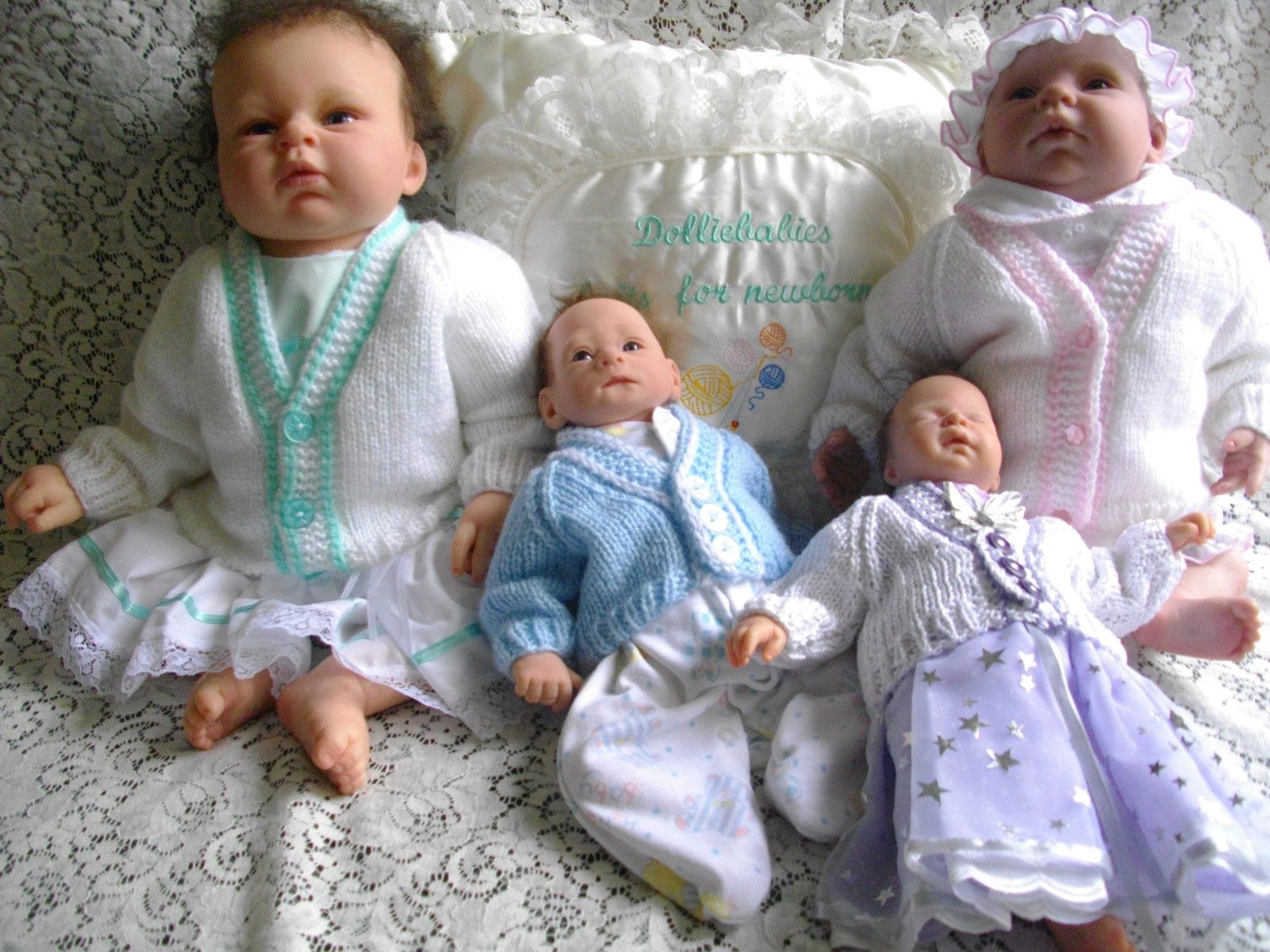 Colour Border Baby Cardigan Knitting Pattern- DollieBabies