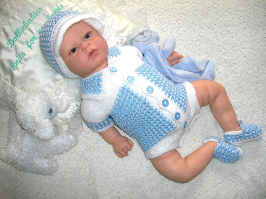 Printed Knitting Pattern 35 - Boys' Shirt Style Bodysuit - DollieBabies