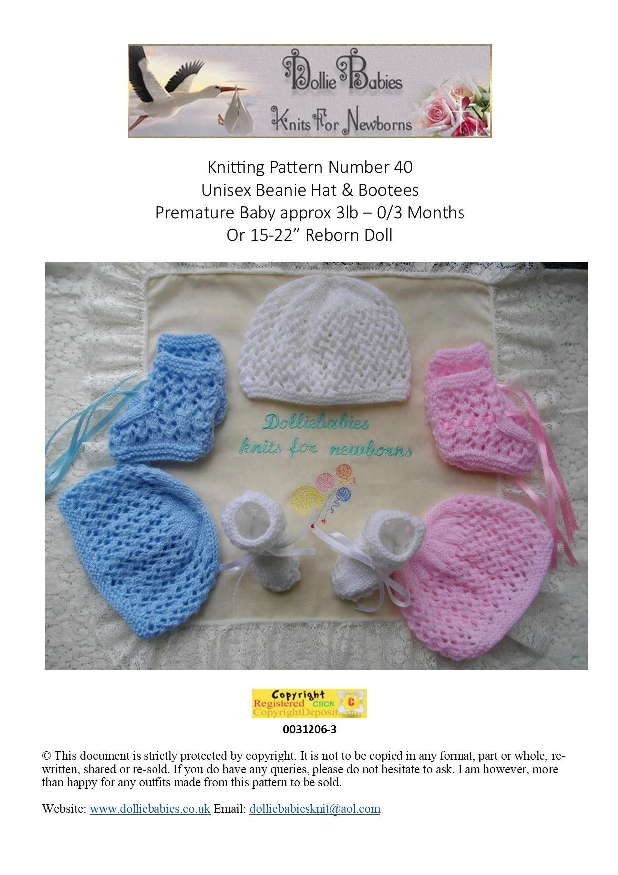 Lacy Baby Beanie Set Knitting Pattern PDF 40 - DollieBabies