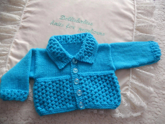 Printed Knitting Pattern 49 - Textured Collared Cardigan - DollieBabies