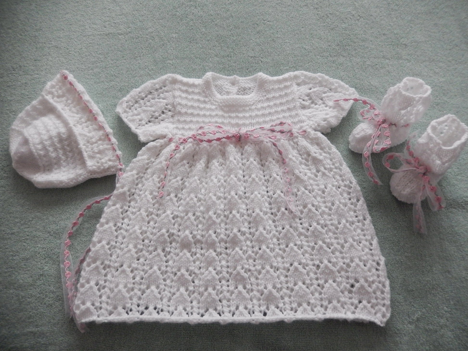 Printed Knitting Pattern 50 - Lacy Dress Set - DollieBabies