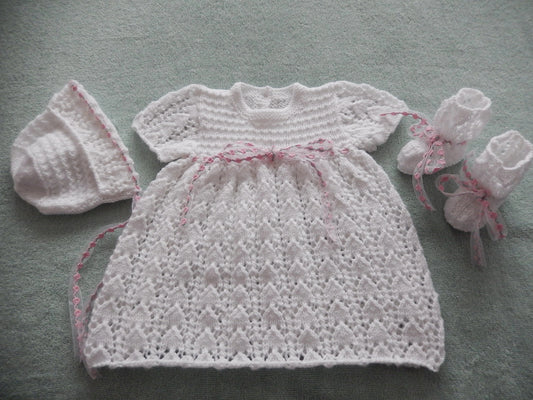 Printed Knitting Pattern 50 - Lacy Dress Set - DollieBabies