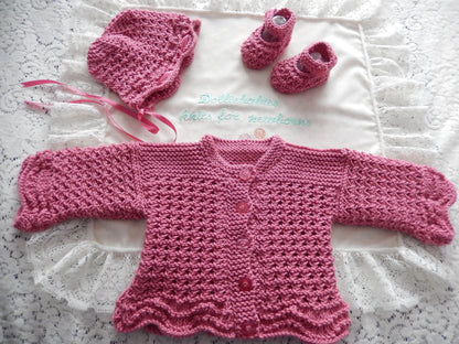 Printed Knitting Pattern 53 - Multi Stitch Baby Cardigan - DollieBabies