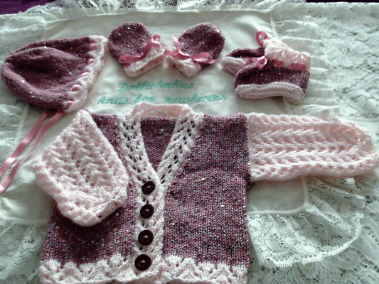 Printed Knitting Pattern 59 - Girls Lace Sleeve Cardigan - DollieBabies