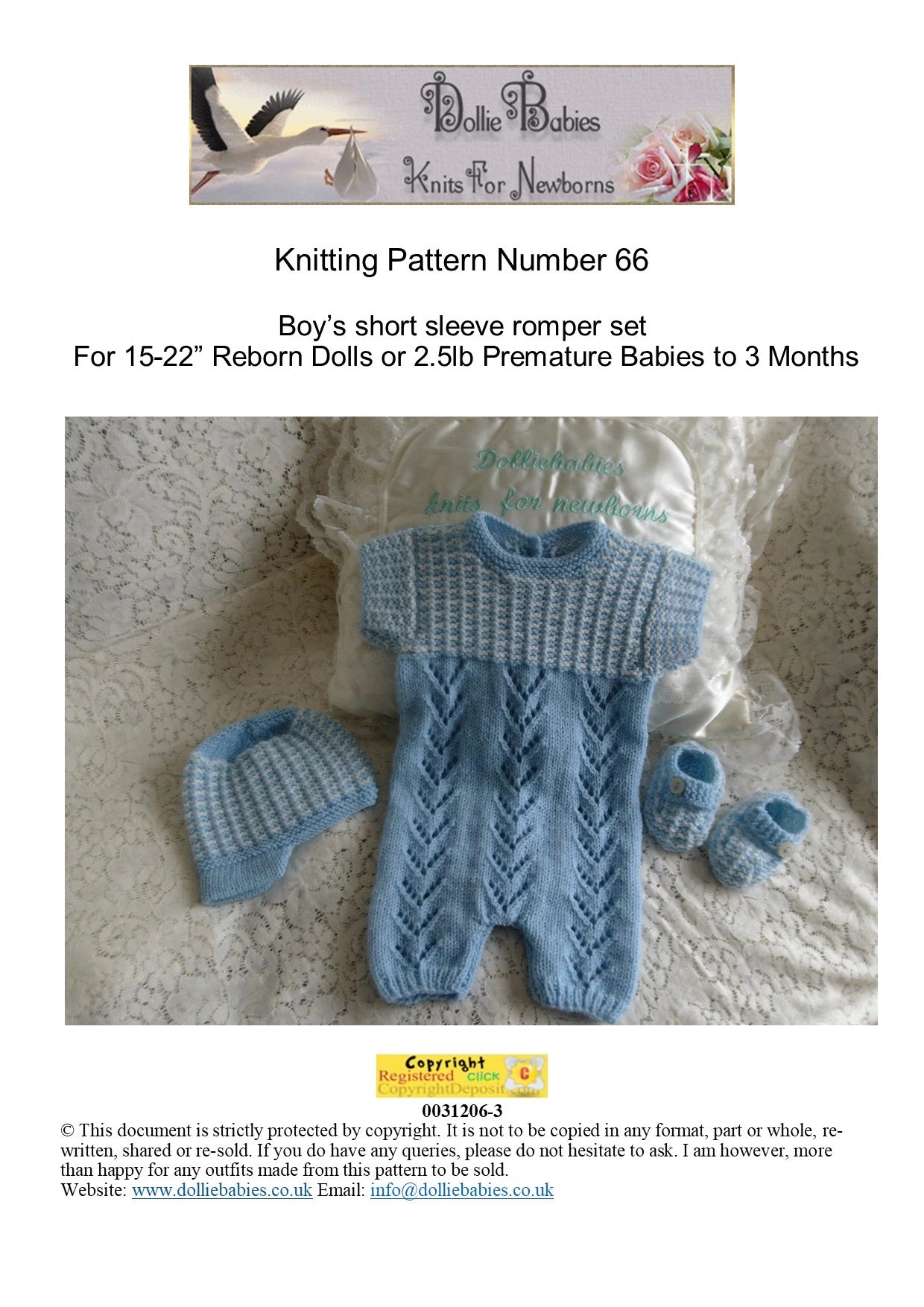 Printed Knitting Pattern 66 – Boys Summer Romper Set - DollieBabies