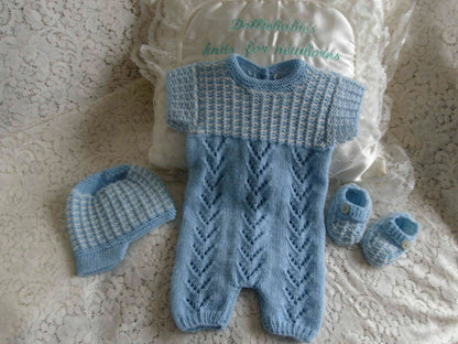 Printed Knitting Pattern 66 – Boys Summer Romper Set - DollieBabies