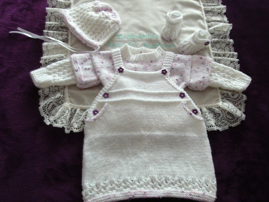 Printed Knitting Pattern 67 – Dungaree Dress Set - DollieBabies