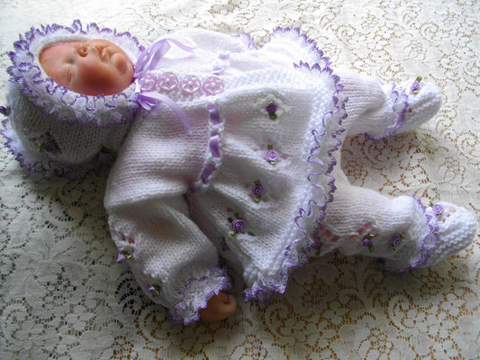 Printed Knitting Pattern 8 - Reborn Doll Matinee Set - DollieBabies