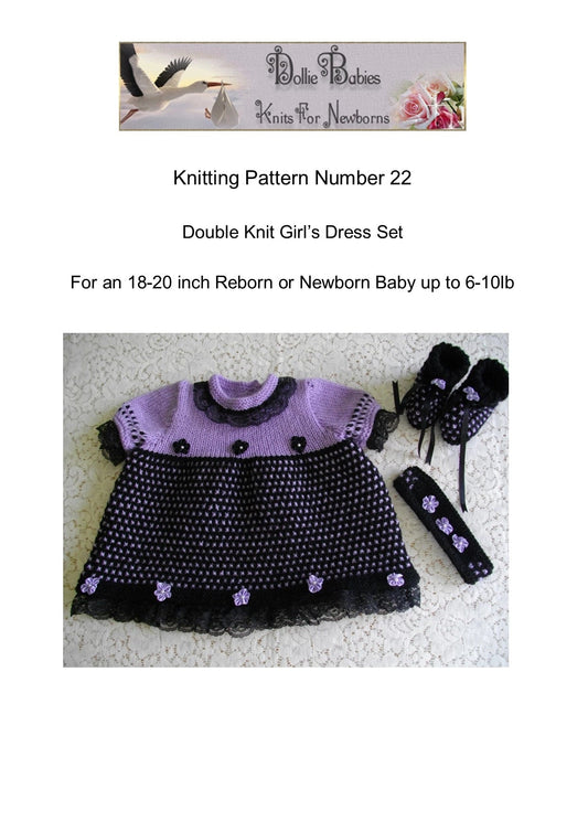 Newborn Baby Dress Knitting Pattern PDF 22 - DollieBabies