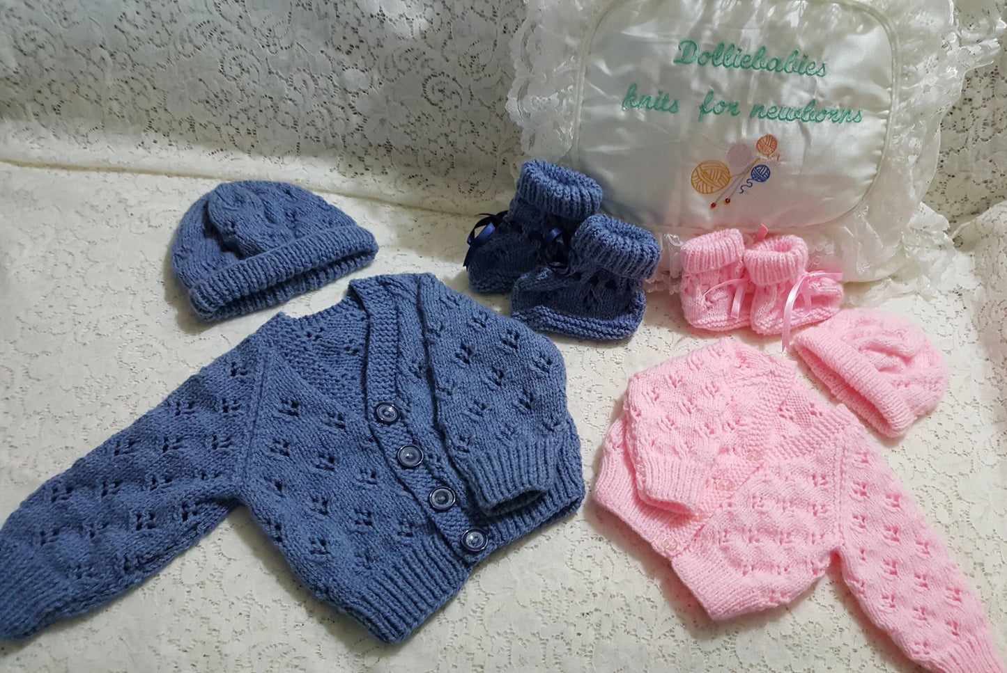 PDF Lacy Baby Cardigan Knitting Pattern Bundle 4 - DollieBabies