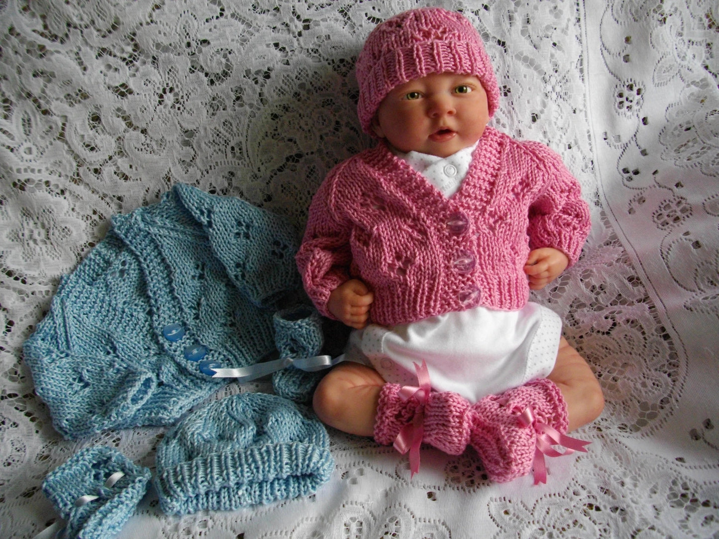 PDF Lacy Baby Cardigan Knitting Pattern Bundle 4 - DollieBabies