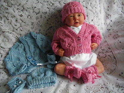 PDF Lacy Baby Cardigan Knitting Pattern Bundle 4 - DollieBabies