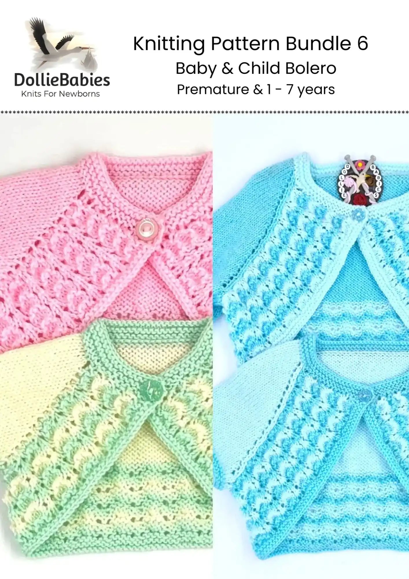 PDF Top Down Bolero Knitting Pattern Bundle 6 - DollieBabies