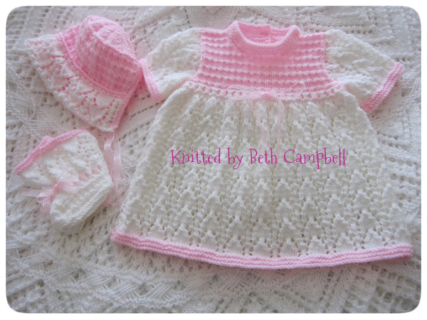 Customer photo of Lacy Baby Dress Set Knitting Pattern PDF 50