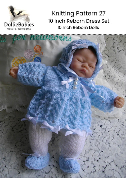 PRINTED 10 inch Reborn Dress Knit Pattern 27 - DollieBabies