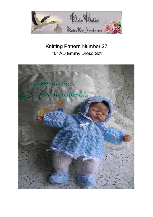 PRINTED 10 inch Reborn Dress Knitting Pattern 27 - DollieBabies