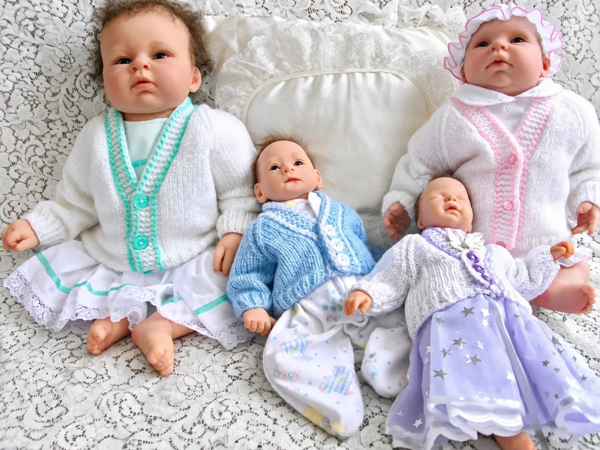 PRINTED 2 Colour Border Baby Cardigan Knitting Pattern 29 - DollieBabies