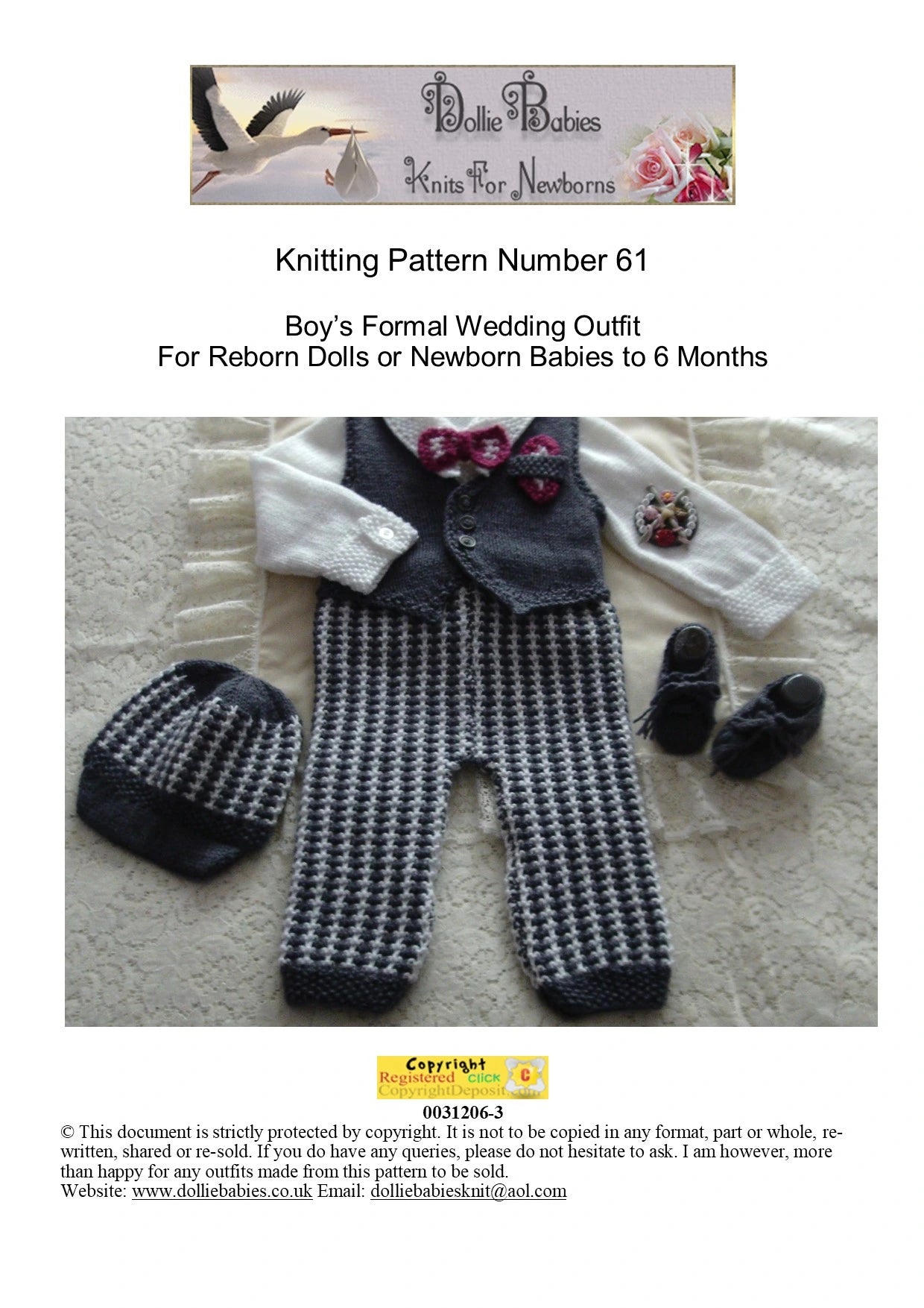 PRINTED Baby Boy Formal Suit Knitting Pattern 61 - DollieBabies