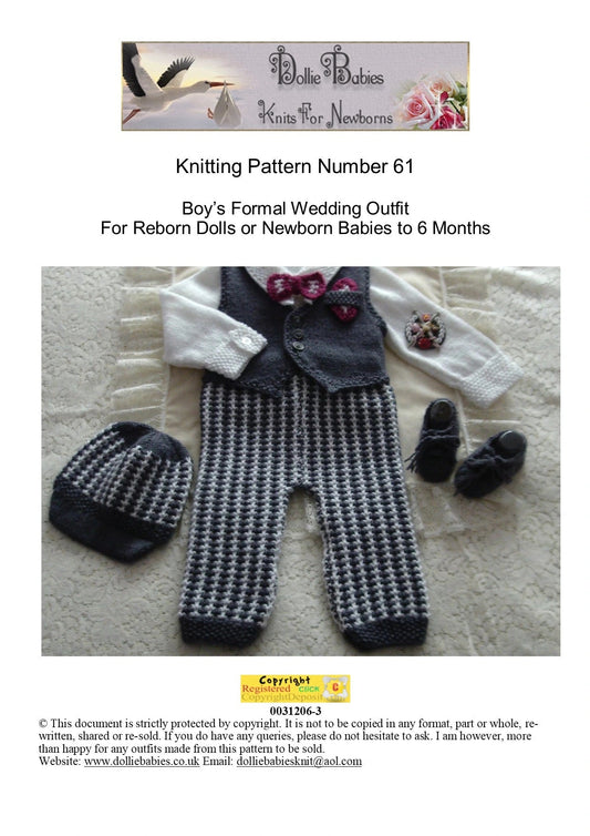 PRINTED Baby Boy Formal Suit Knitting Pattern 61 - DollieBabies