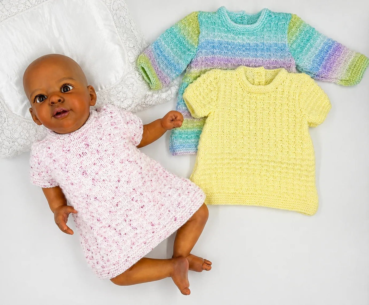 PRINTED Baby Jumper Dress Knitting Pattern 111 - DollieBabies