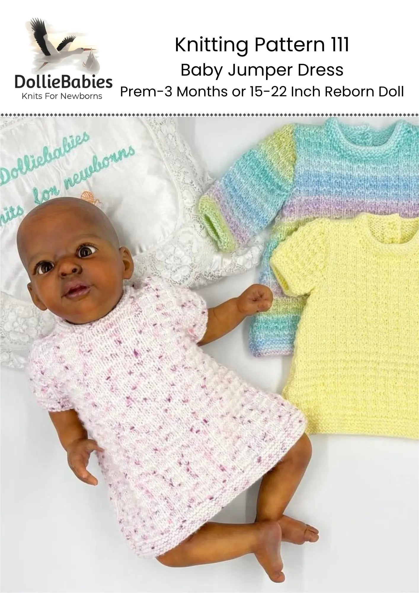 PRINTED Baby Jumper Dress Knitting Pattern 111 - DollieBabies