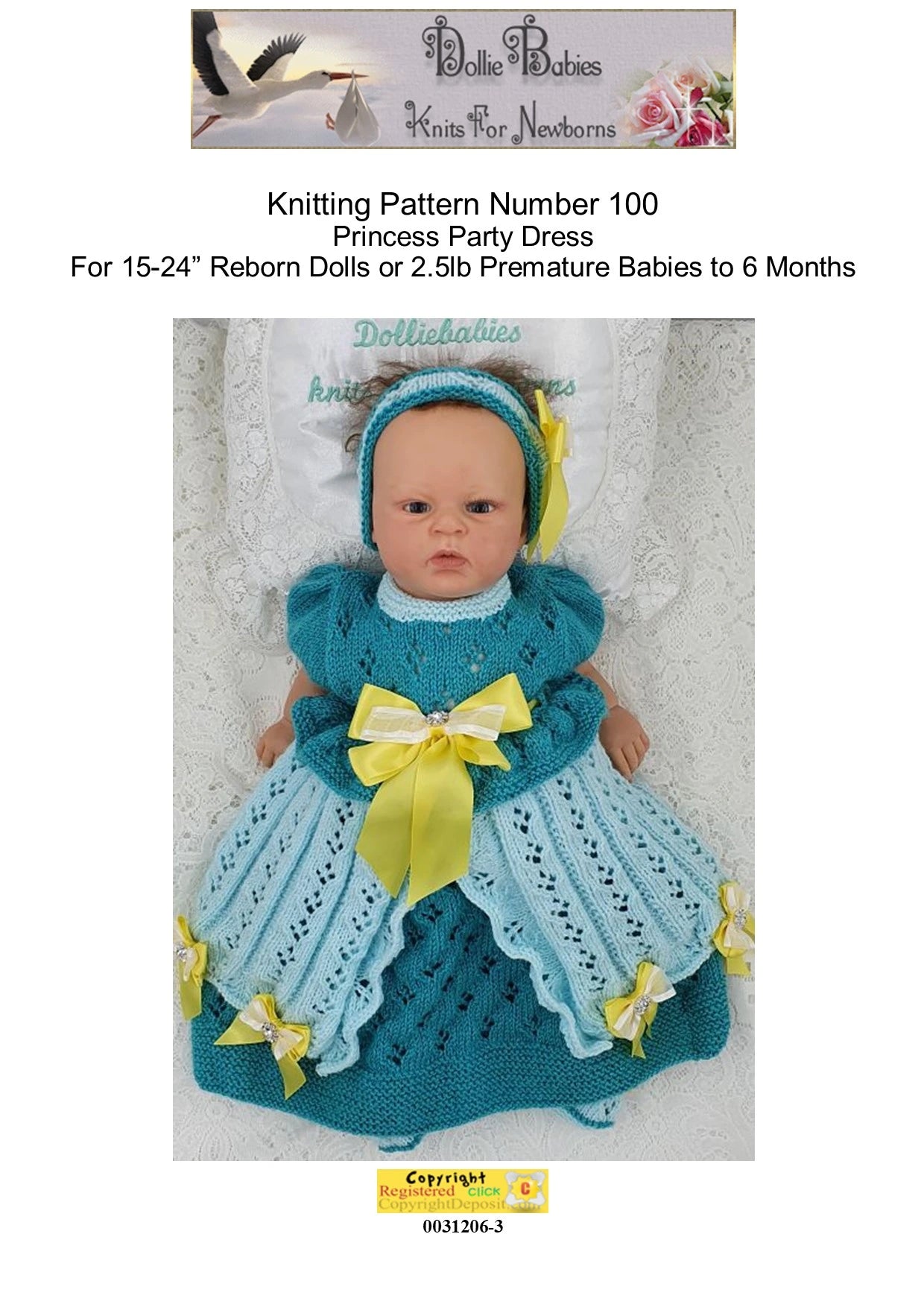 PRINTED Baby Princess Party Dress Knitting Pattern 100 - DollieBabies