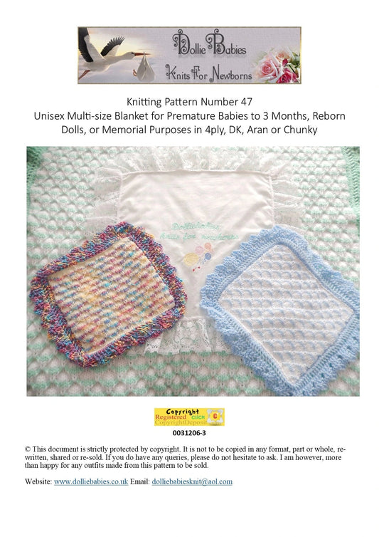 PRINTED Baby To Adult Blanket Knitting Pattern 47 - DollieBabies