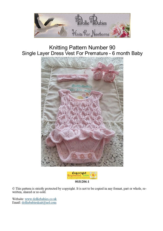 PRINTED Bodysuit With Single Frill Knitting Pattern 90 - DollieBabies