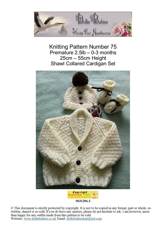 PRINTED Boys Shawl Collared Cardigan Knitting Pattern 75 - DollieBabies
