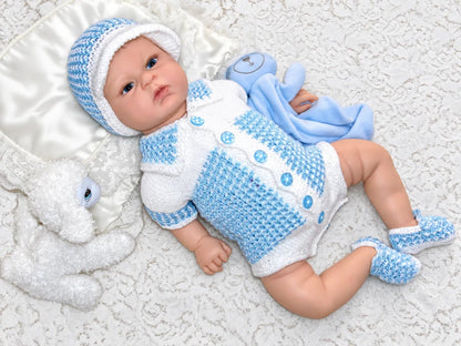 PRINTED Boys Shirt Style Bodysuit Knit Pattern 35 - DollieBabies
