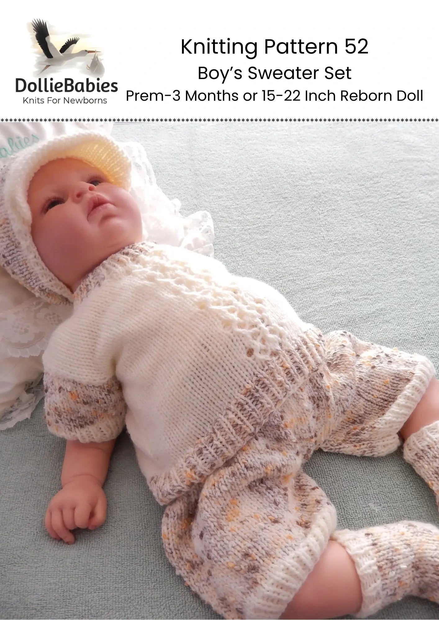 PRINTED Boys Sweater Set Knitting Pattern 52 - DollieBabies