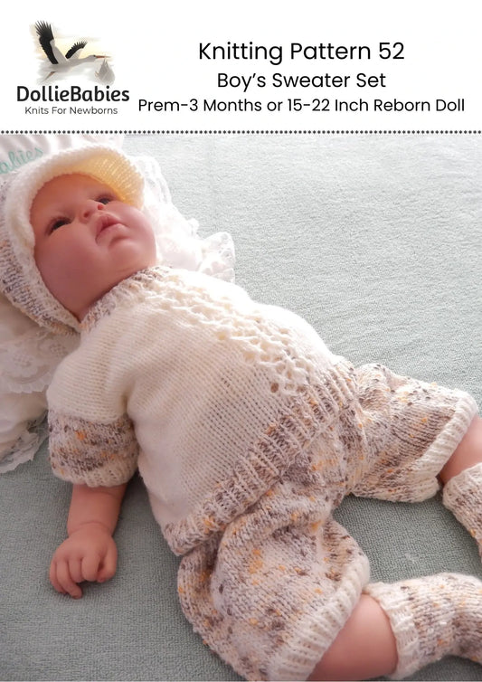 PRINTED Boys Sweater Set Knitting Pattern 52 - DollieBabies