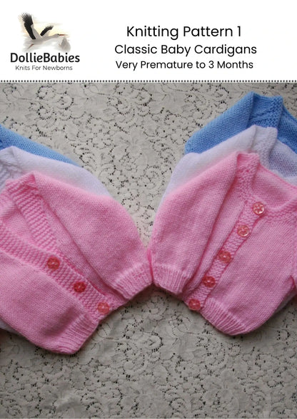 PRINTED Classic Baby Cardigan Knitting Pattern 1 - DollieBabies