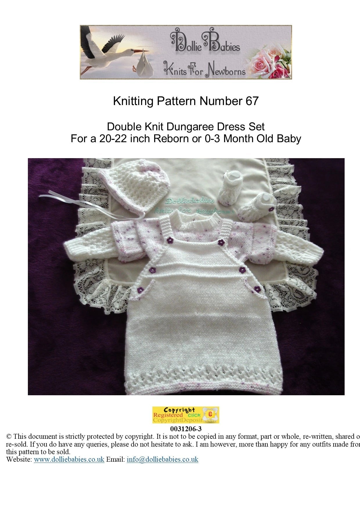 PRINTED Dungaree Dress Set Knitting Pattern 67 - DollieBabies