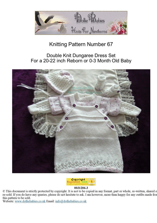 PRINTED Dungaree Dress Set Knitting Pattern 67 - DollieBabies
