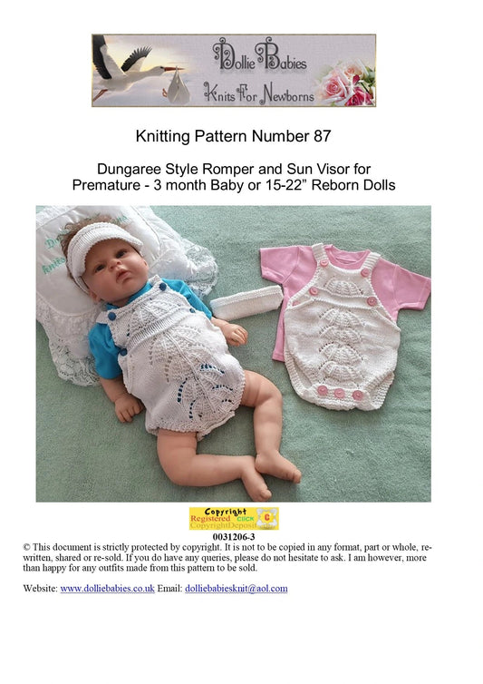 PRINTED Dungaree Style Bodysuit Knitting Pattern 87 - DollieBabies