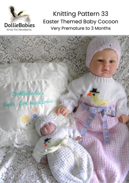 PRINTED Easter Themed Baby Cocoon Knit Pattern 33 - DollieBabies