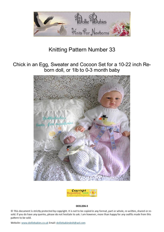 PRINTED Easter Themed Baby Cocoon Knit Pattern 33 - DollieBabies