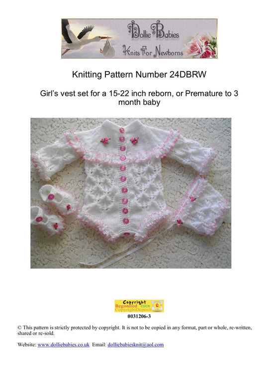 PRINTED Eyelet Lace Baby Bodysuit Knitting Pattern 24 - DollieBabies