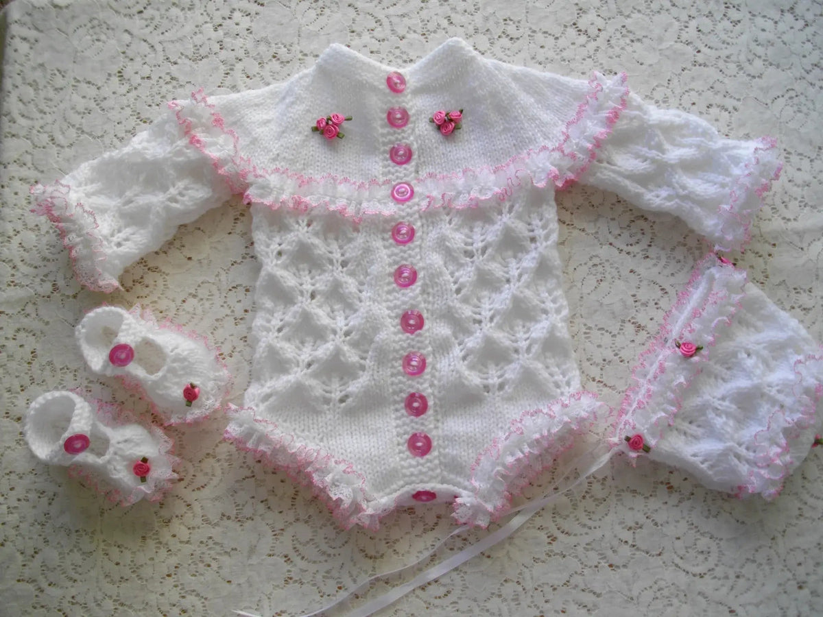 PRINTED Eyelet Lace Baby Bodysuit Knitting Pattern 24 - DollieBabies
