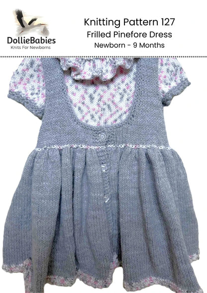 PRINTED Flared Baby Pinafore Dress Set Knitting Pattern 127 - DollieBabies
