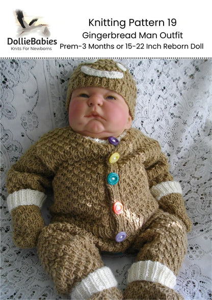 Printed Gingerbread Man Outfit Knitting Pattern 19 - DollieBabies