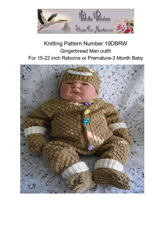 Printed Gingerbread Man Outfit Knitting Pattern 19 - DollieBabies