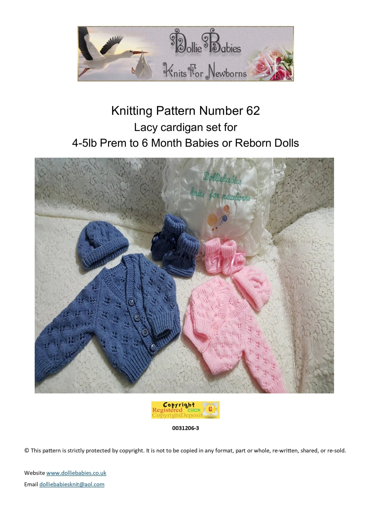 PRINTED Larger Lacy Baby Cardigan Knitting Pattern 62 - DollieBabies