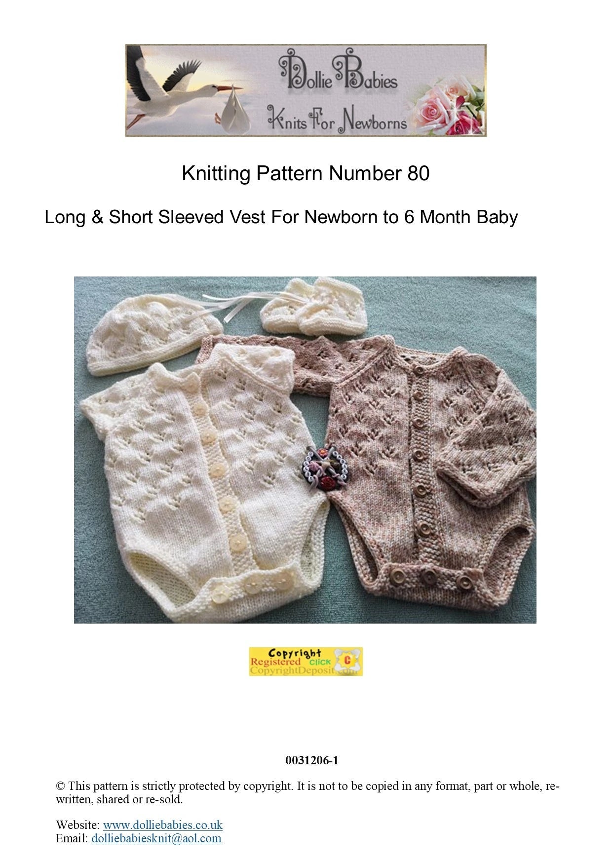 PRINTED Long and Short Sleeve Bodysuit Knit Pattern 80 - DollieBabies