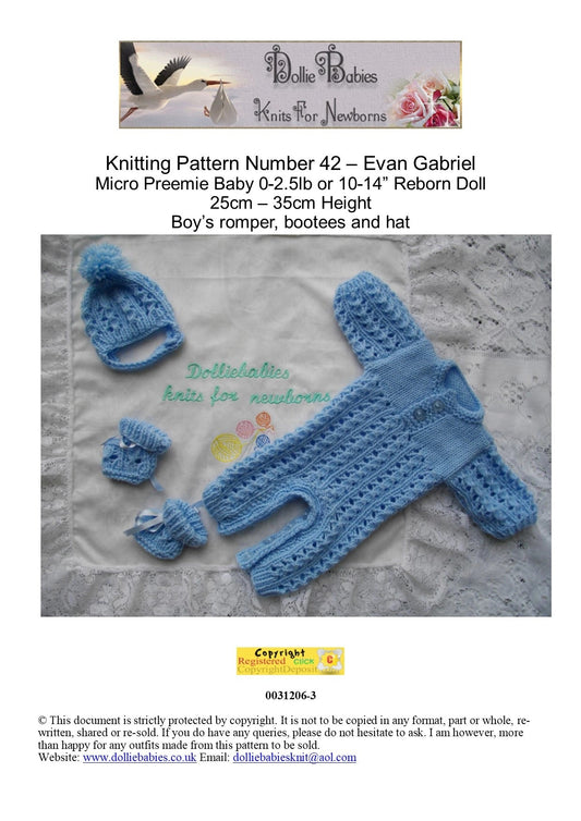 PRINTED Micro Preemie Romper Knitting Pattern 42 - DollieBabies