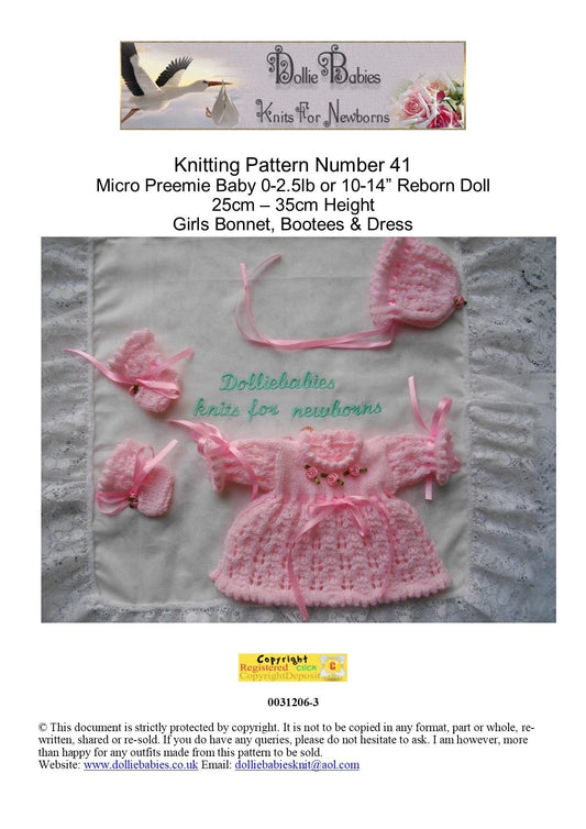 PRINTED Micro Reborn Dress Knitting Pattern 41 - DollieBabies