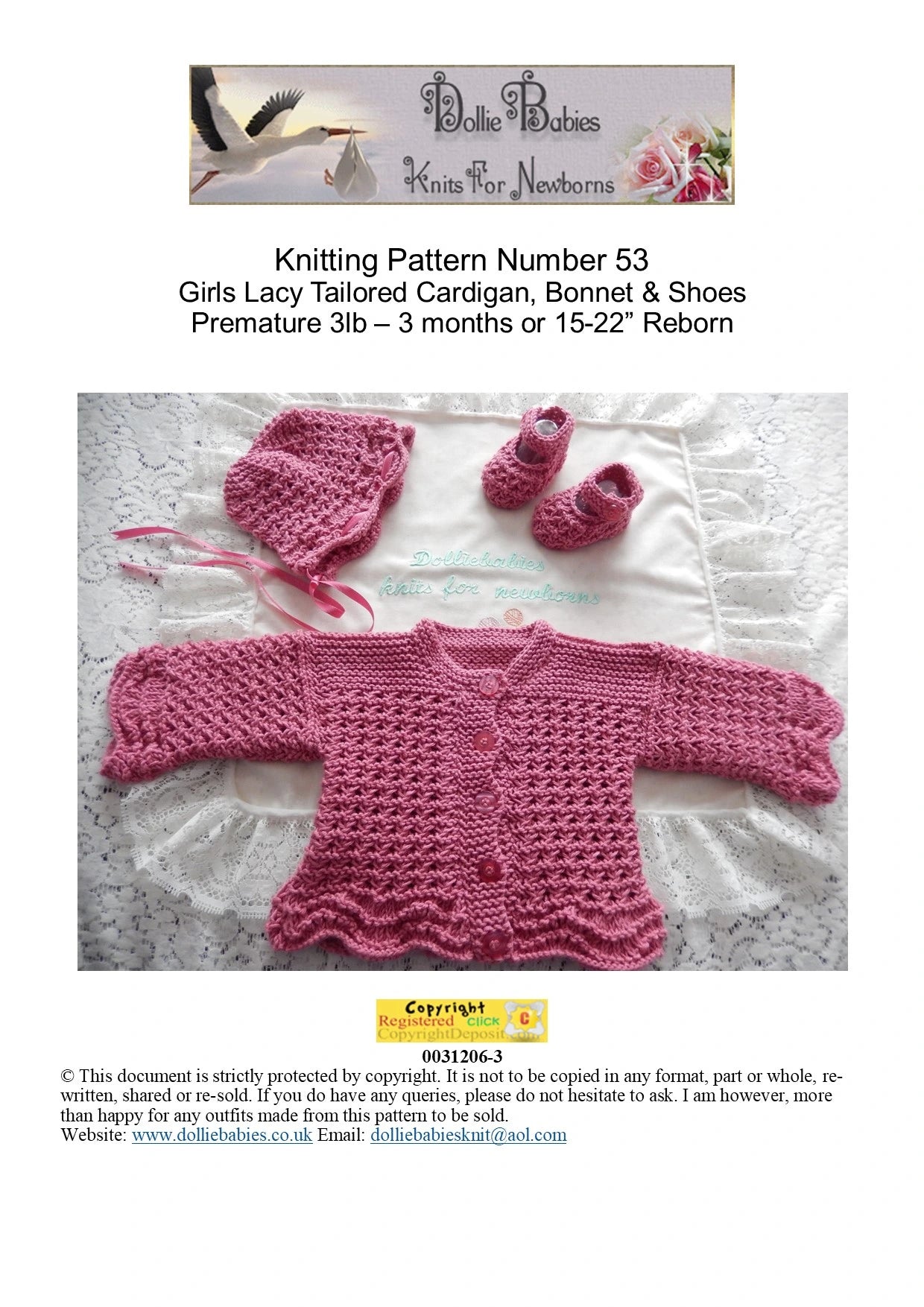 PRINTED Multi Stitch Baby Cardigan Knit Pattern 53 - DollieBabies